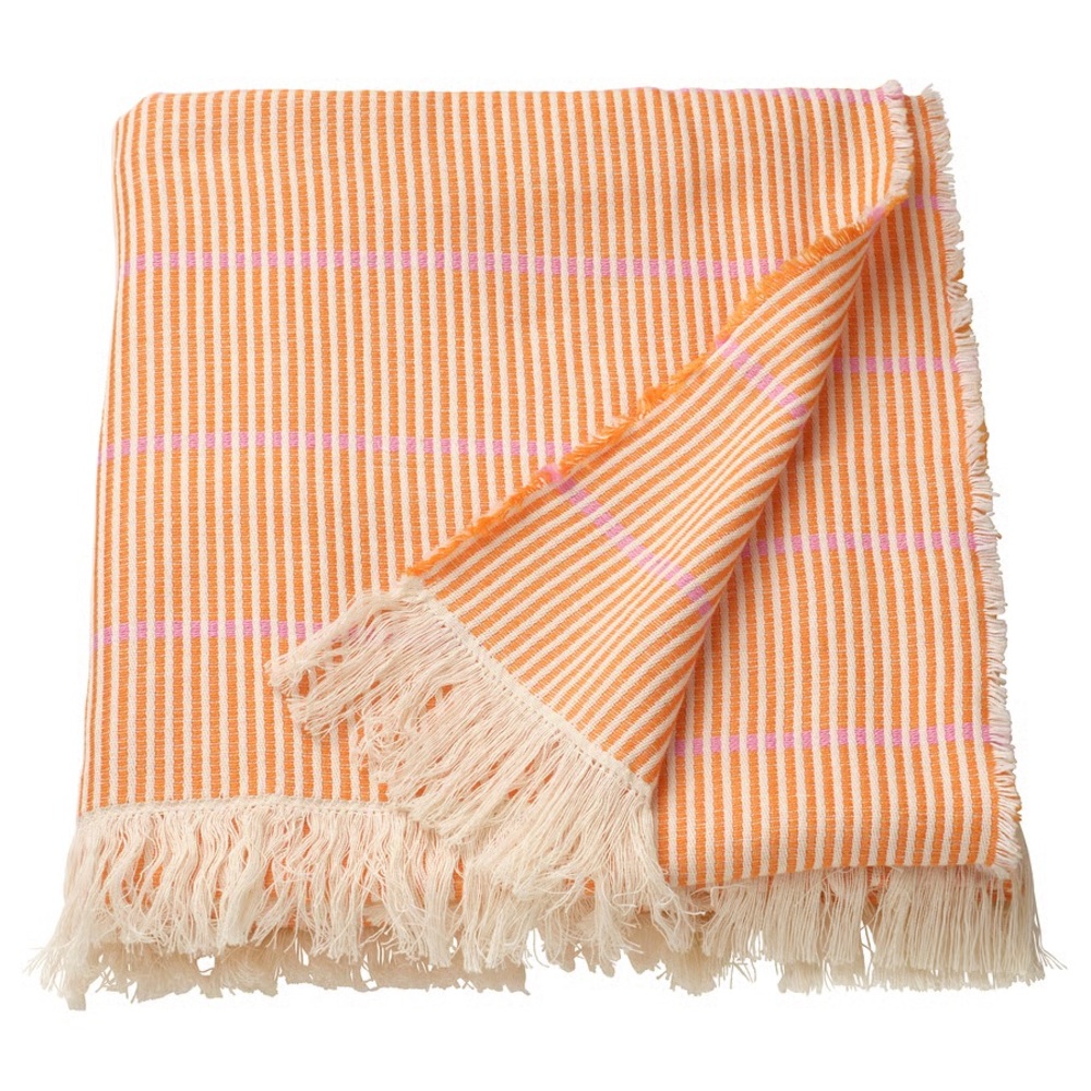 NWT IKEA Orange and Pink Striped Throw - 51” x 67”